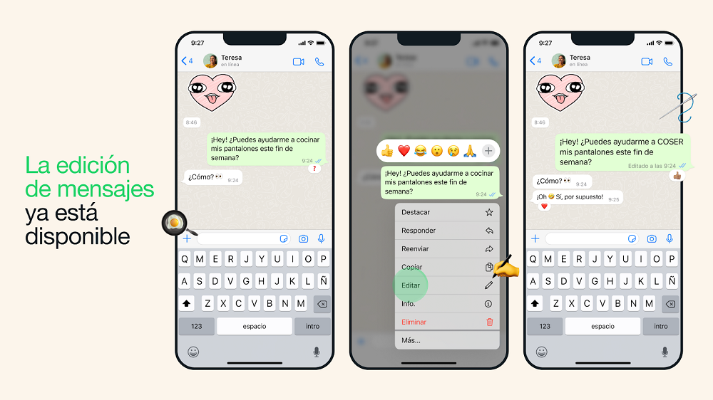 Ahora puedes editar tus mensajes de WhatsApp