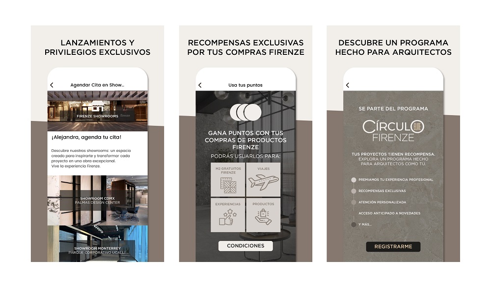 Firenze activa Círculo Firenze, su nueva app que engloba el plan de lealtad para arquitectos e interioristas